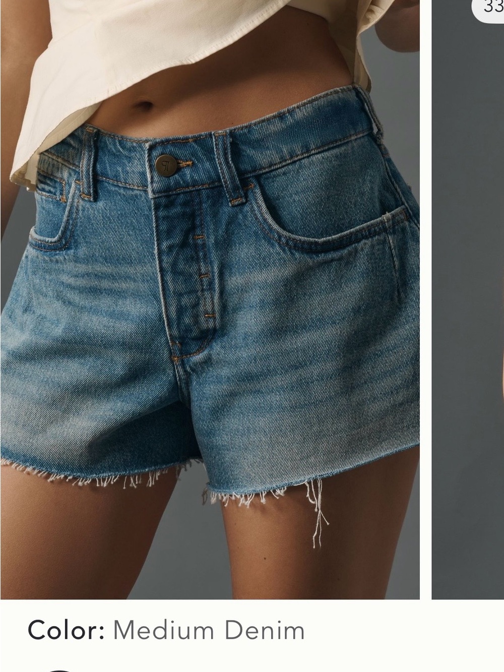 Pilcro Medium Denim Frayed-Hem Jean Shorts The Everyday Denim Shorts.